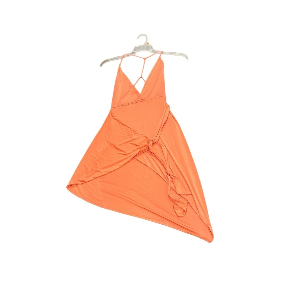 NBD Size Small Orange dress with a wrap front tie at the waist Spaghetti Strap